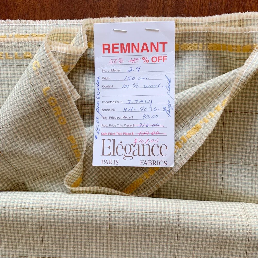 Pure Wool Taupe Blue Check Dibiella & Loro Piana Luxury Designer Fabric - Picture 2 of 14